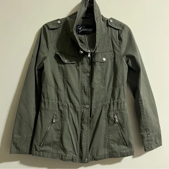 Guess Lined Green Utility Jacket Size Small - Picture 2 of 10